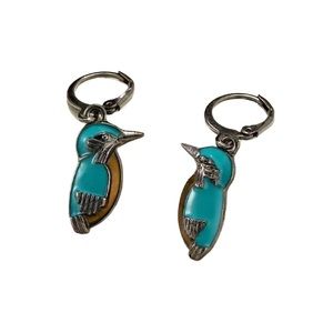 Vintage Bird Silver and Turquoise Drop Earrings
